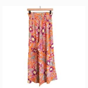 Christian Siriano Orange Floral Wide-Leg Jumpsuit Pants